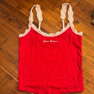 PINK Victoria's Secret Red Camisole with Lace Trim